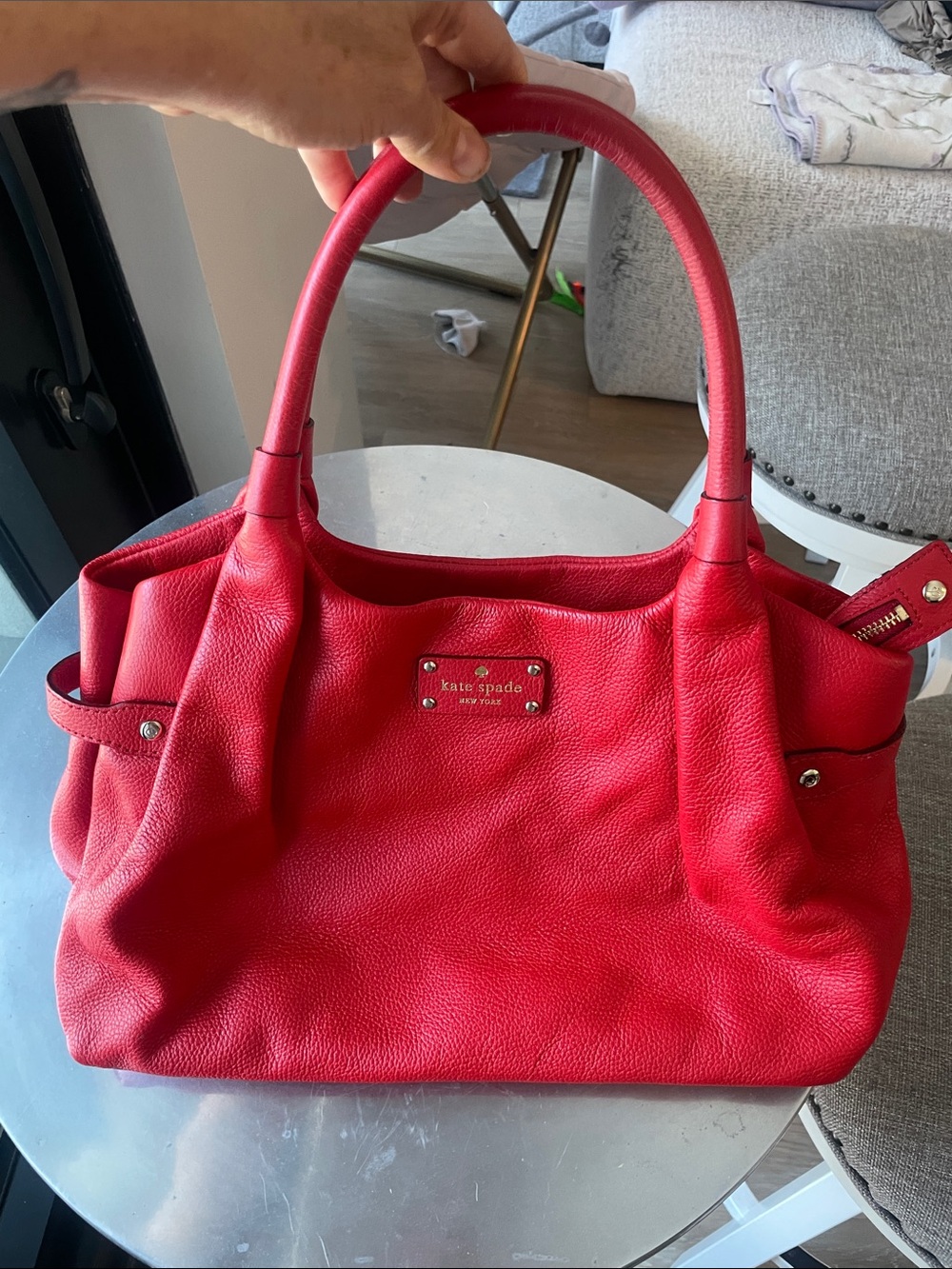 kate spade Red Pebbled Leather Shoulder Bag
